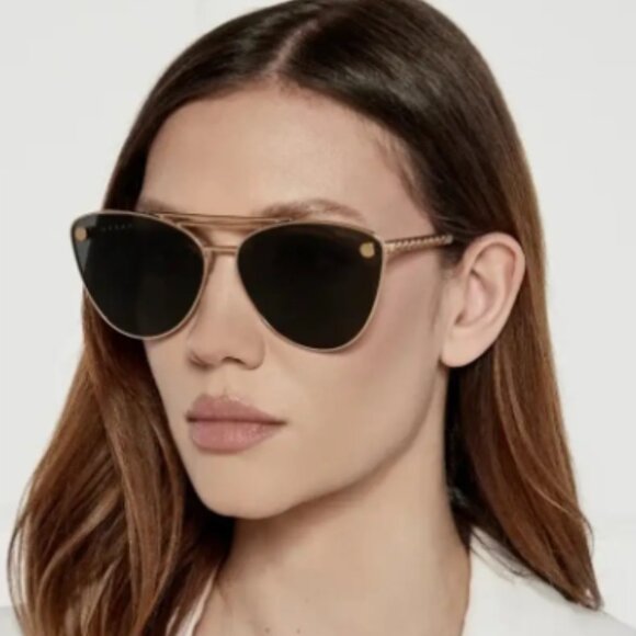 NEW VERSACE VE2267 100287 CAT EYE SUNGLASSES MOD 2267 1002/87 GOLD GREY - Picture 1 of 5